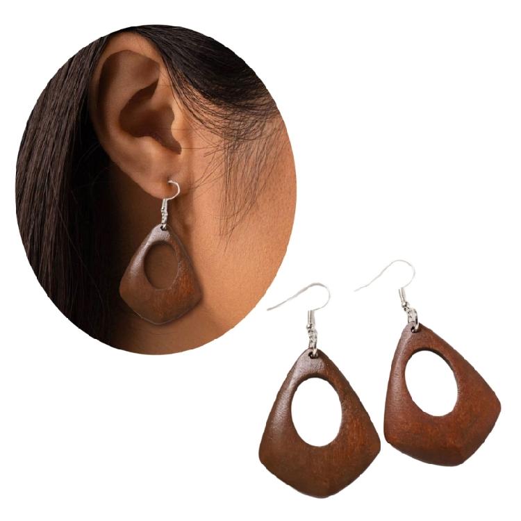 Elegant Wooden Earrings Geometric Design Lightweight And Comfortable Great For Enhancing Fall And Winter Fashion Styles