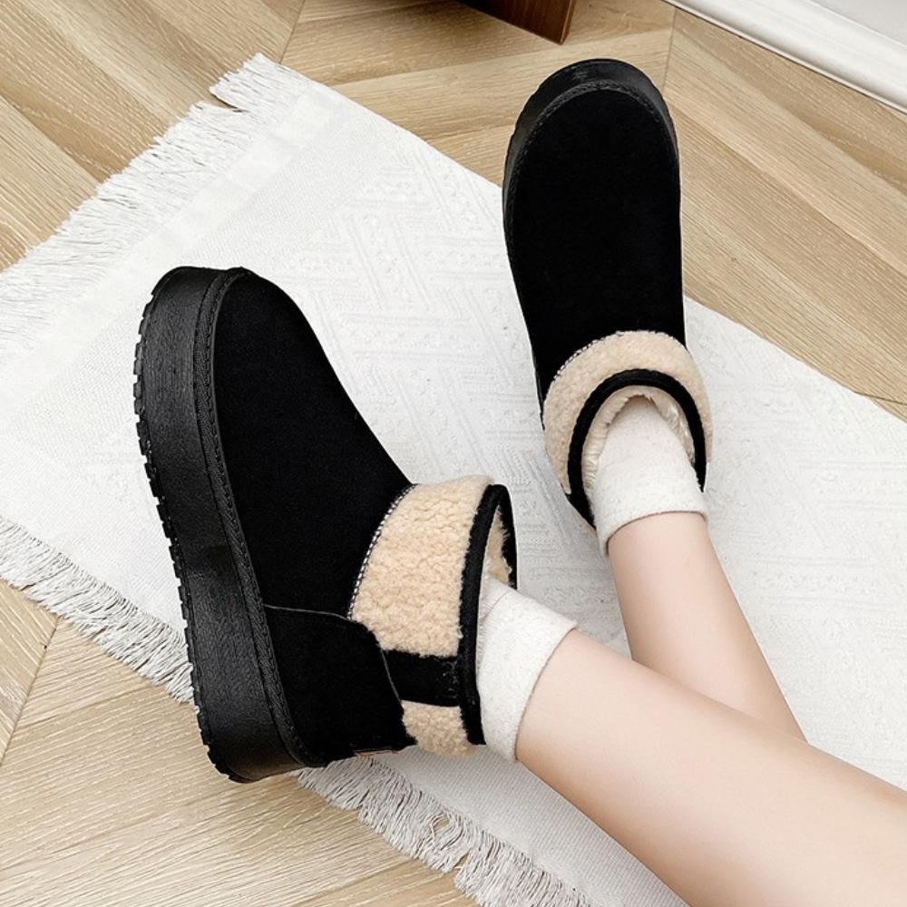 Fashion Thick Plush Platform Snow Boots Women Winter Keep Warm Cotton Shoes Woman Suede Round Toe Slip-On Comfortable Ankle Boots