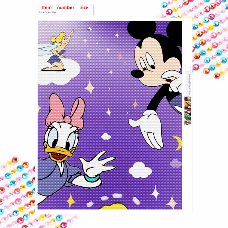 Disney Diamond Painting Kit, 5D Mickey Daisy Tinkerbell Wall Decoration Art Gift for Living Room, Bedroom, Study Room.