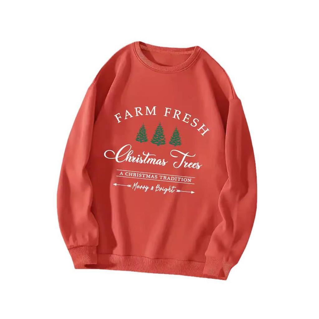 Women's Velvet Sweatshirt with Christmas Tree Print – Autumn/Winter Collection