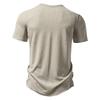 Summer European and American Casual Men's Short Sleeved T-shirt Button Henry Neck Pit Striped T Shirts Male Solid Color Top Tees