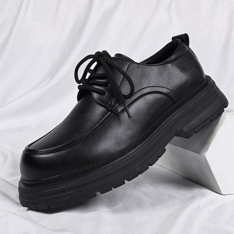 Fashion Leather Men Shoes Hot Sale Luxury Brand Thick Bottom Men Dress Shoes Trend Minimalist Designers Lace-up Wedding Shoes for Men