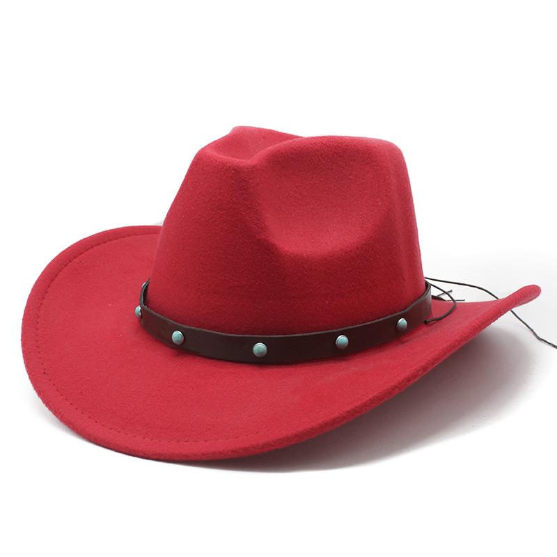 Ethnic Style, Western Cowboy Hat, Tibetan Concave Top Hat, Upturned Edge Felt Hat