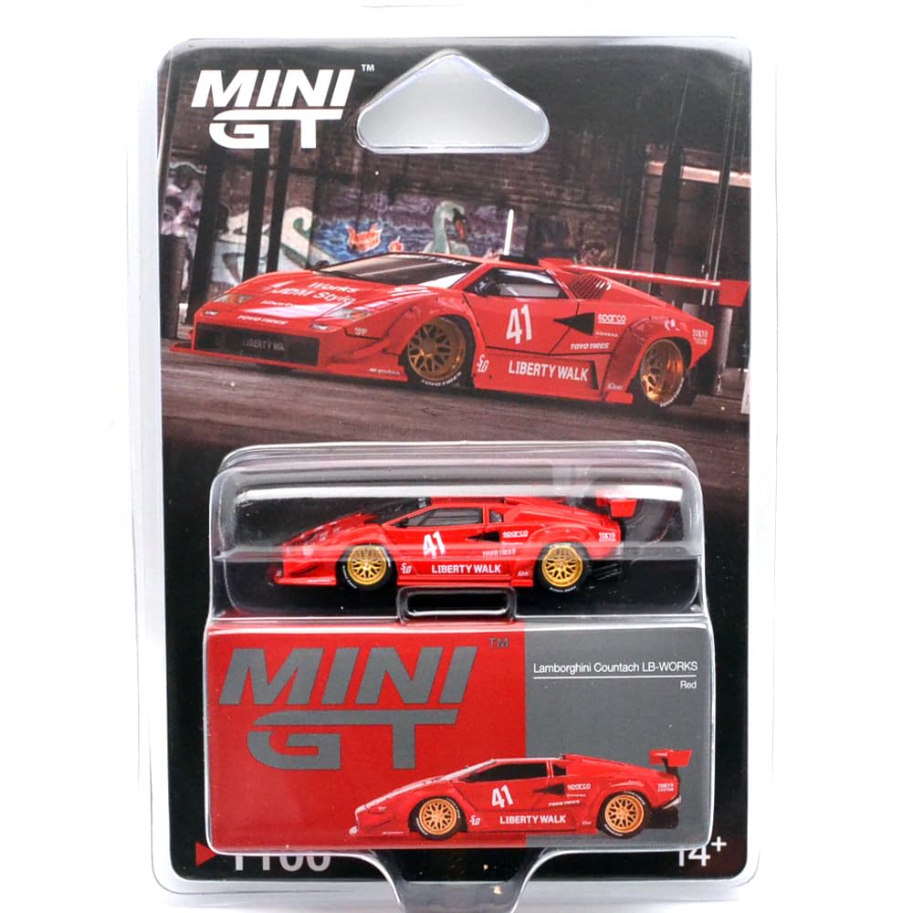 MINI GT scale LAMBORGHINI COUNTACH USA MiJo Toys Limited Edition Lamborghini Countach Blister Package 164 LB-WORKS (RED) LB-WORKS (Red) MGT01100-BL