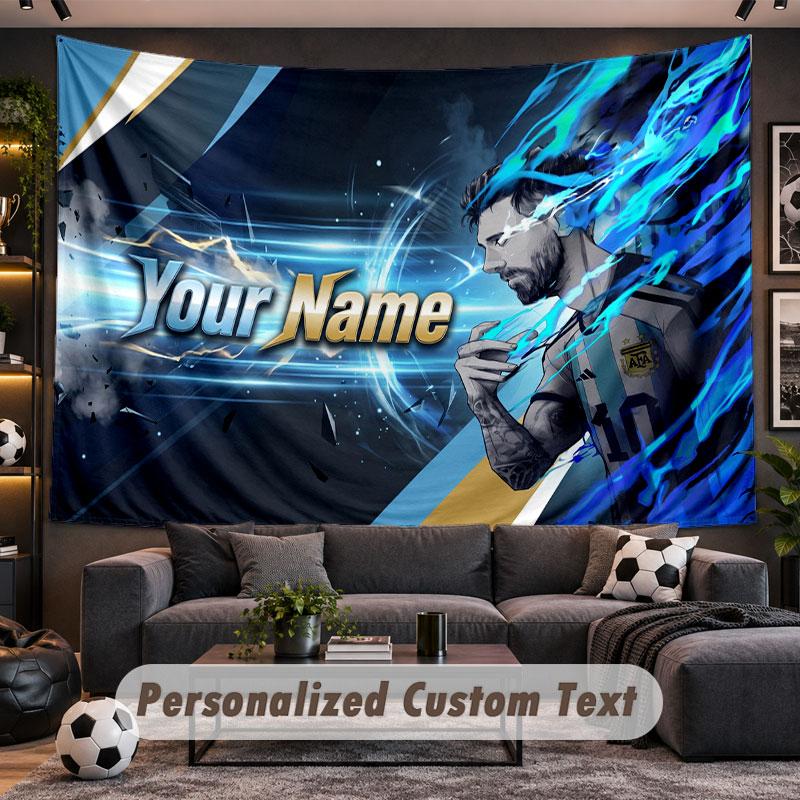 Wall Hanging Tapestry Custom NameLionel Messi Pattern Personalized Printed Fabric Wall Decor