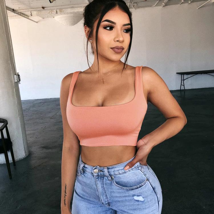 Damen-Oberteile, doppelschichtig, blickdicht, Tanktops, große Größe, draußen, drinnen tragen, achten Sie auf sexy Wickel, kleine Hosenträger, reine Farbe, unteres Hemd XL rosa