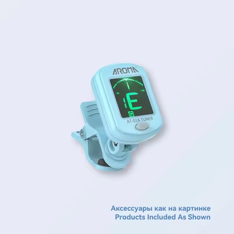 AROMA AT-01A Guitar Tuner Rotatable Clip-on Tuner LCD Display for Chromatic Acoustic Guitar Bass Ukulele Black Guitar Parts