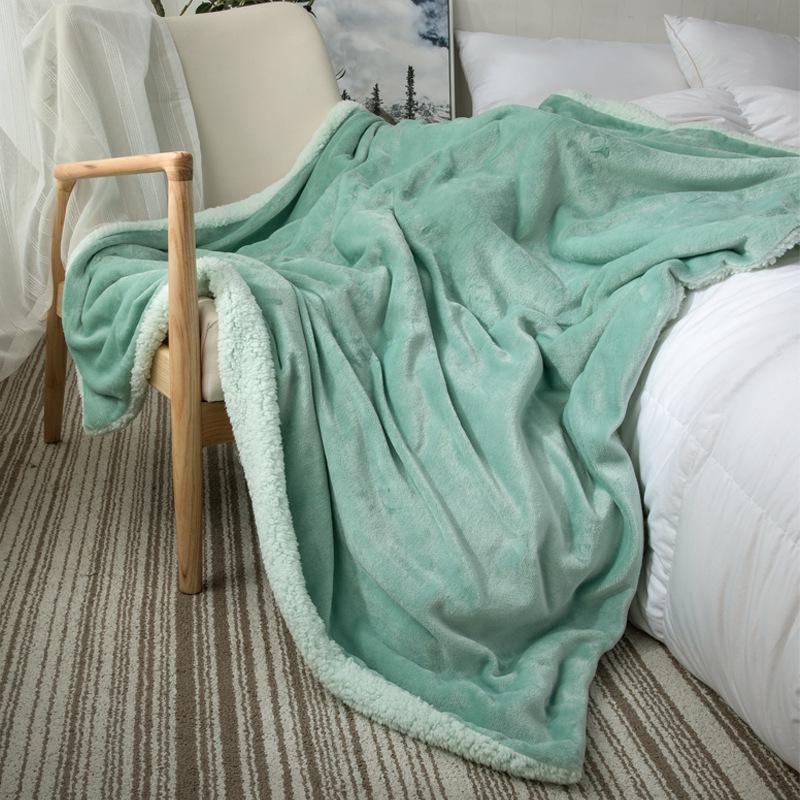 Xianci Double-Layer Lambswool Coral Fleece Throw Blanket for Sofa and Office