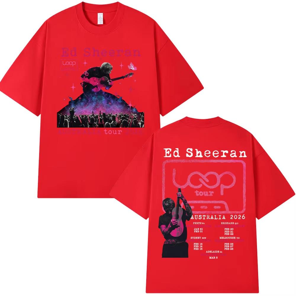 Ed Sheeran Loop Tour Australia 2026 Tour Tshirts Men Women Clothing Fashion Hip Hop Casual pure Cotton T Shirts Streetwear
