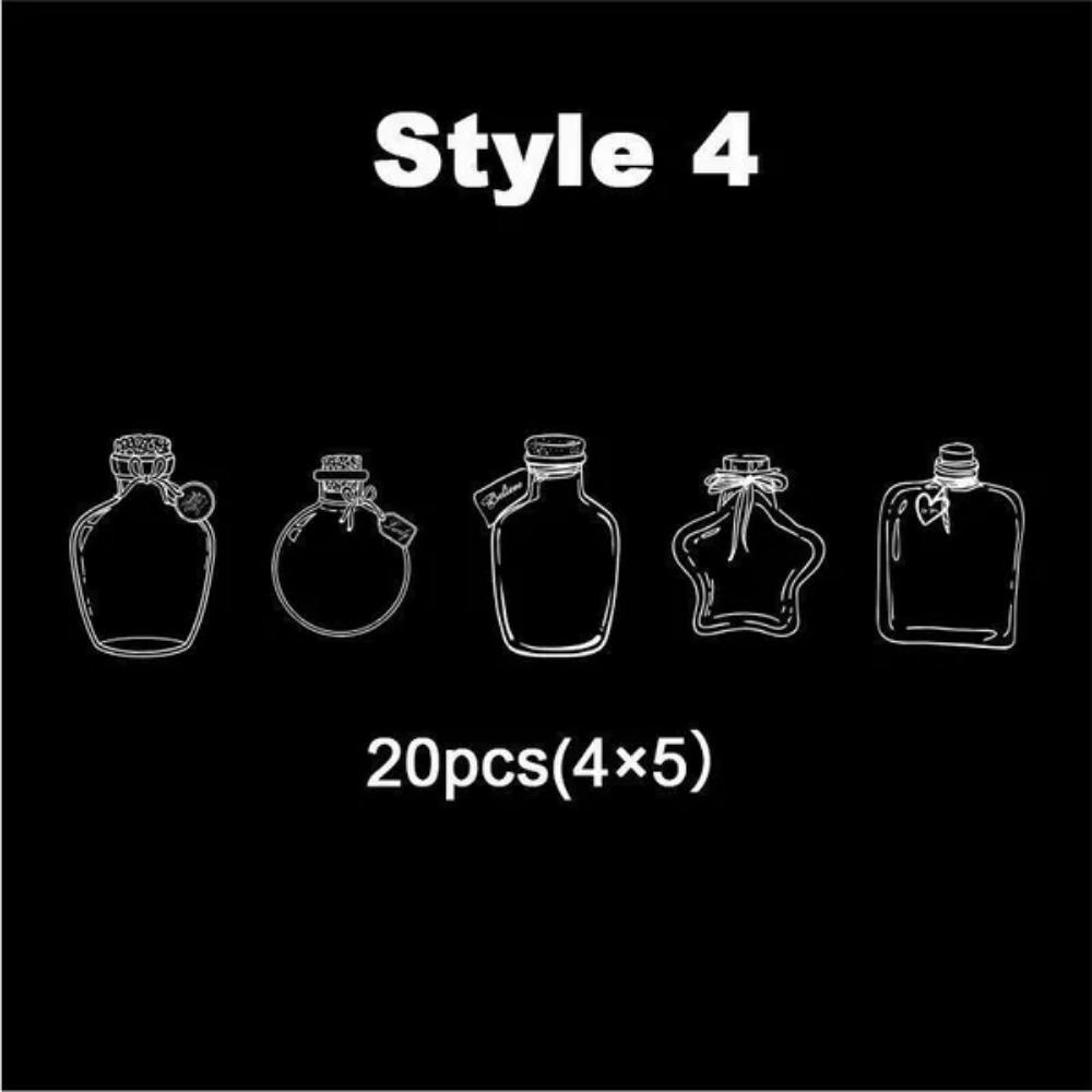 Transparent Glassware Bottle Shape/Flowers Stickers Decorative Decals Paper Scrapbooking Embellishment Supplies Bookmark  DIY Art Craft