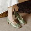 New Chinese Style High Heels Women's Autumn 2025 New French Temperament Square Head Word with Thick Heel Single Shoes