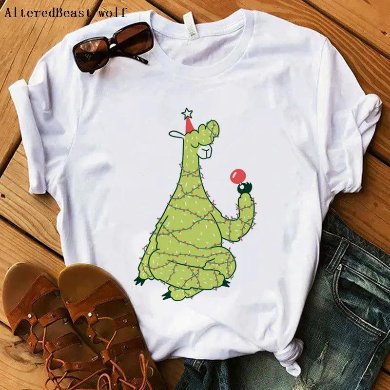 

NO DRAMA LLama TShirts Women Funny Printed Llama T Shirt Femme Women Cartoon Short Sleeve White Tops Christmas Tshirt Clothes 4XL