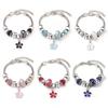 Fashionable Multicolor Crystal Beaded Flower Pendant Geometric Glass Bead Bracelet Jewelry for Women