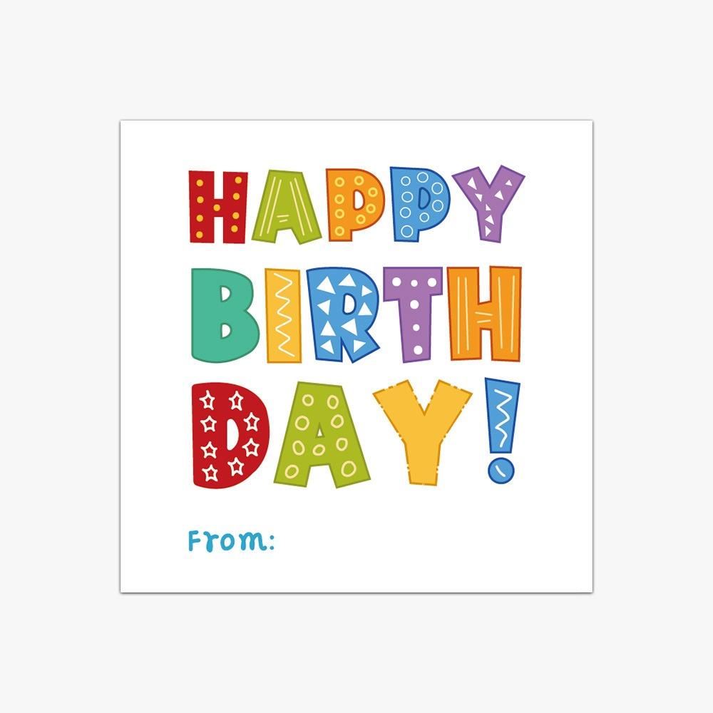 

50PCS Colorful Happy Birthday Cards Balloon Dots Pattern Sqaure Greeting Cards Blank Back Paper Message Cards Gift Wrapping