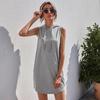 Frühling Sommer Lässig Einfarbig Ärmellos Mit Kapuze Mini Kleid Damen Mode Elegant Eng Dehnbar Schlank Gerade Grau Strickkleider
