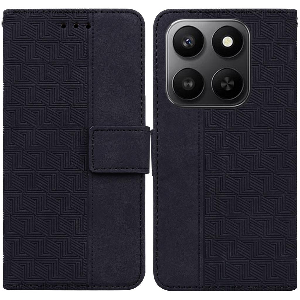 For Honor 400 Smart 5G/4G/X7d 4G Case Geometry Pattern Leather Wallet Phone Cover with Wrist Strap