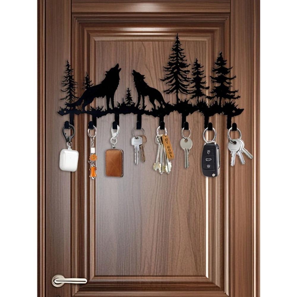 Rustikaler Wolf Metall Schlüsselhalter Wandmontierter Kleiderbügel Für Wohnzimmer Küche