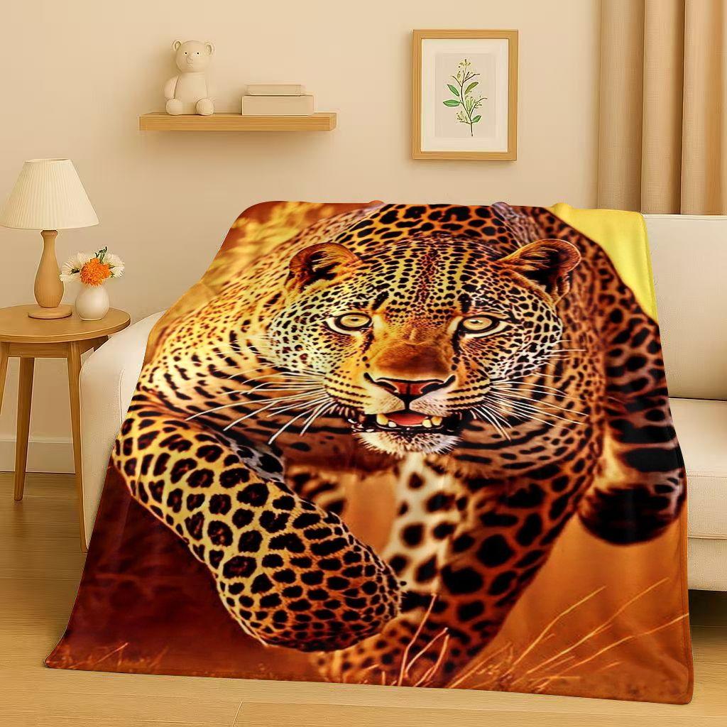 3D Cheetah Leopard Beast Flannel Blanket,Ultra Soft Warm Plush Throw for Home Bedroom Bed Sofa Cover Office Travel Camping Gift