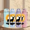 1PC Moon Elk Silhouette Pattern 750ml Color Plastic Sports Water Bottle Leakproof Flip Straw Lid Suitable for Sports Office Home Use