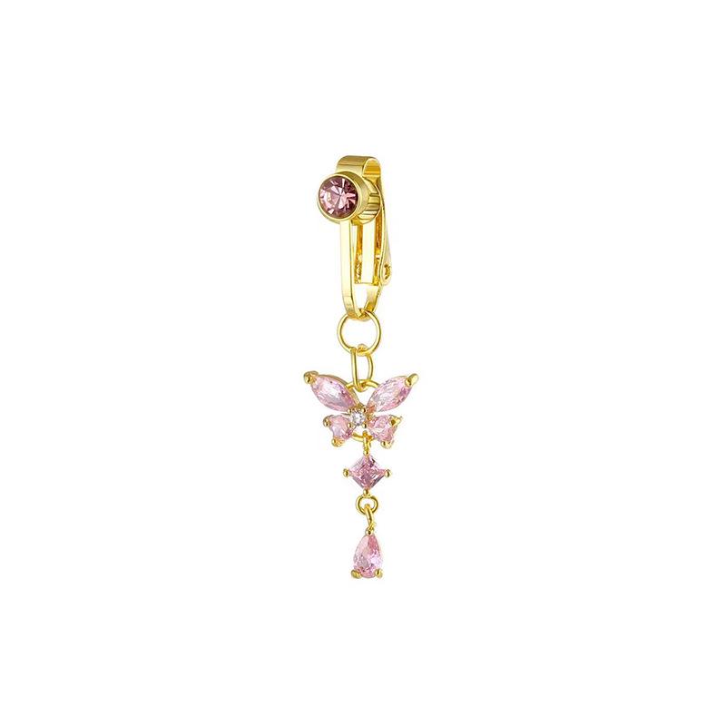 Butterfly No-Pierce Zircon Belly Button Ring - Fashionable Copper Body Jewelry Pendant