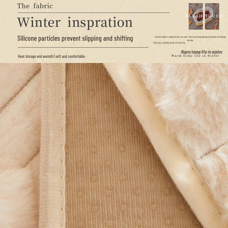 Exclusive Plush Rabbit Fur Sofa Cushion: Autumn/Winter Non-Slip Thickened Seat Cover