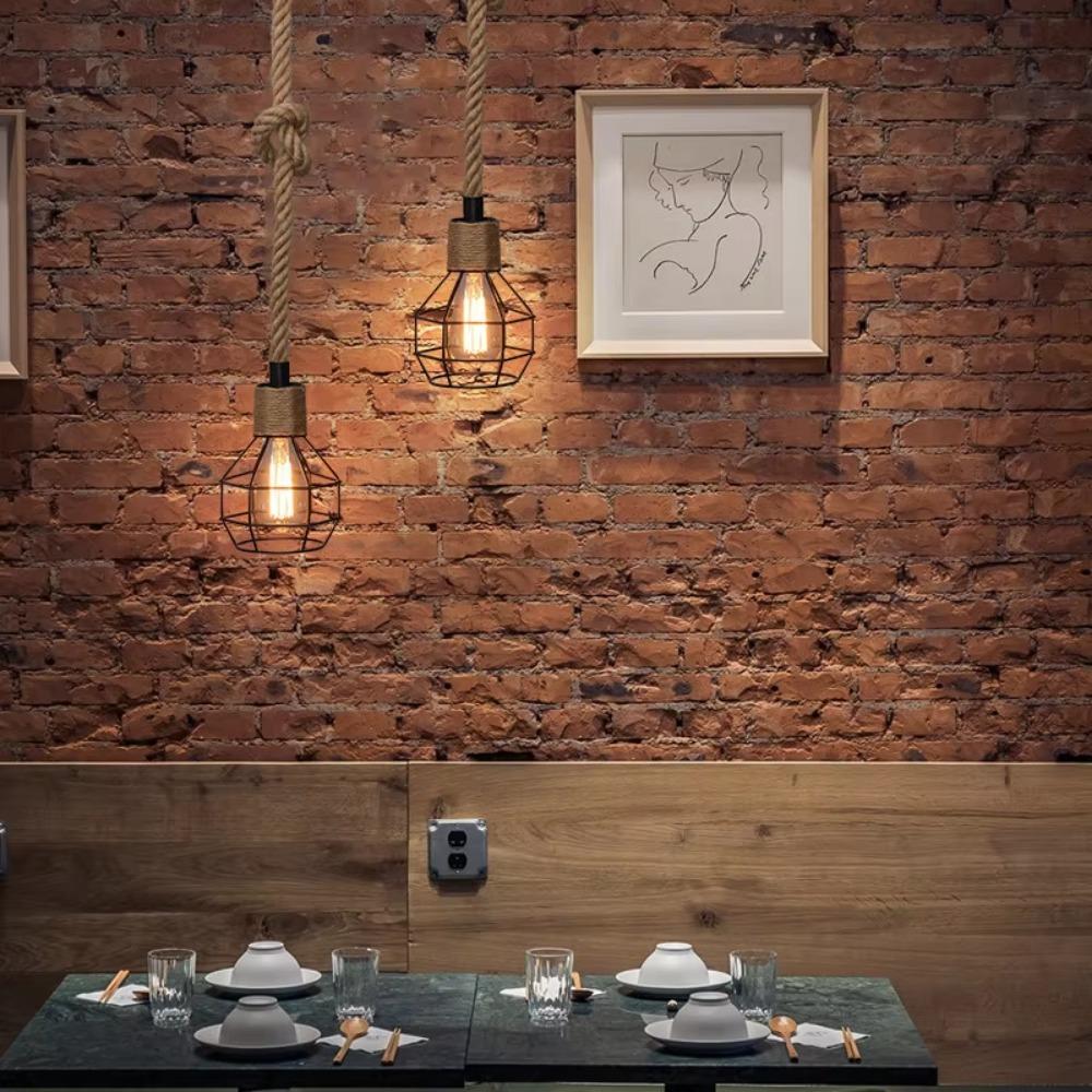 Industrial Hemp Rope Pendant Lamp Retro Restaurant Light Pendant Decoration Loft Kitchen Fixtures Bar Light Suspension Handlamp