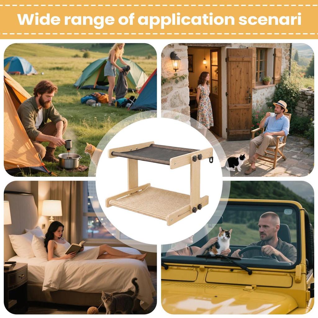 Cat Bed Perch Floating Wooden Pet Sleeping Hammock Floating Cat Perch For Home Farmhouse Apartment Bedroom Balcony Study Bedside