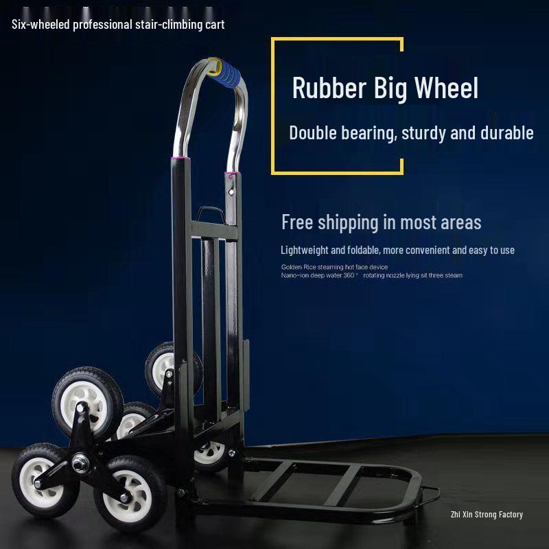 Portable Stair-Climbing Foldable Luggage Cart - Compact Trolley for Easy Transport