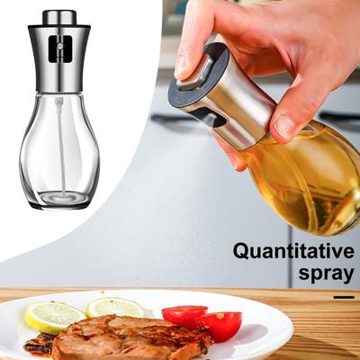 200ml Glass Olive Oil Sprayer with Anti-slip Press Top Dust-proof Oil Dispenser Pressurized Nozzle Kitchen Oil Misting Tool