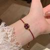 Hot Selling Cinnabar Four-Leaf Clover Bracelet: Fashionable, Versatile, Simple Red Rope Zodiac Year Hand Accessory