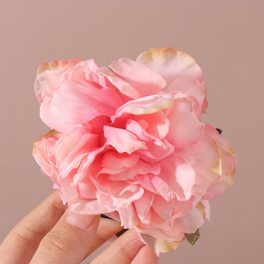 Cloth Peony Flower Hair Claw Hairpin Large Shark Clip Cute Artificial Flower Claw Clip  Hanfu