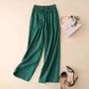 Women's High-Waisted Cotton-Linen Wide-Leg Pants - 2024 Summer Slimming, Versatile, Loose, Straight-Leg Design