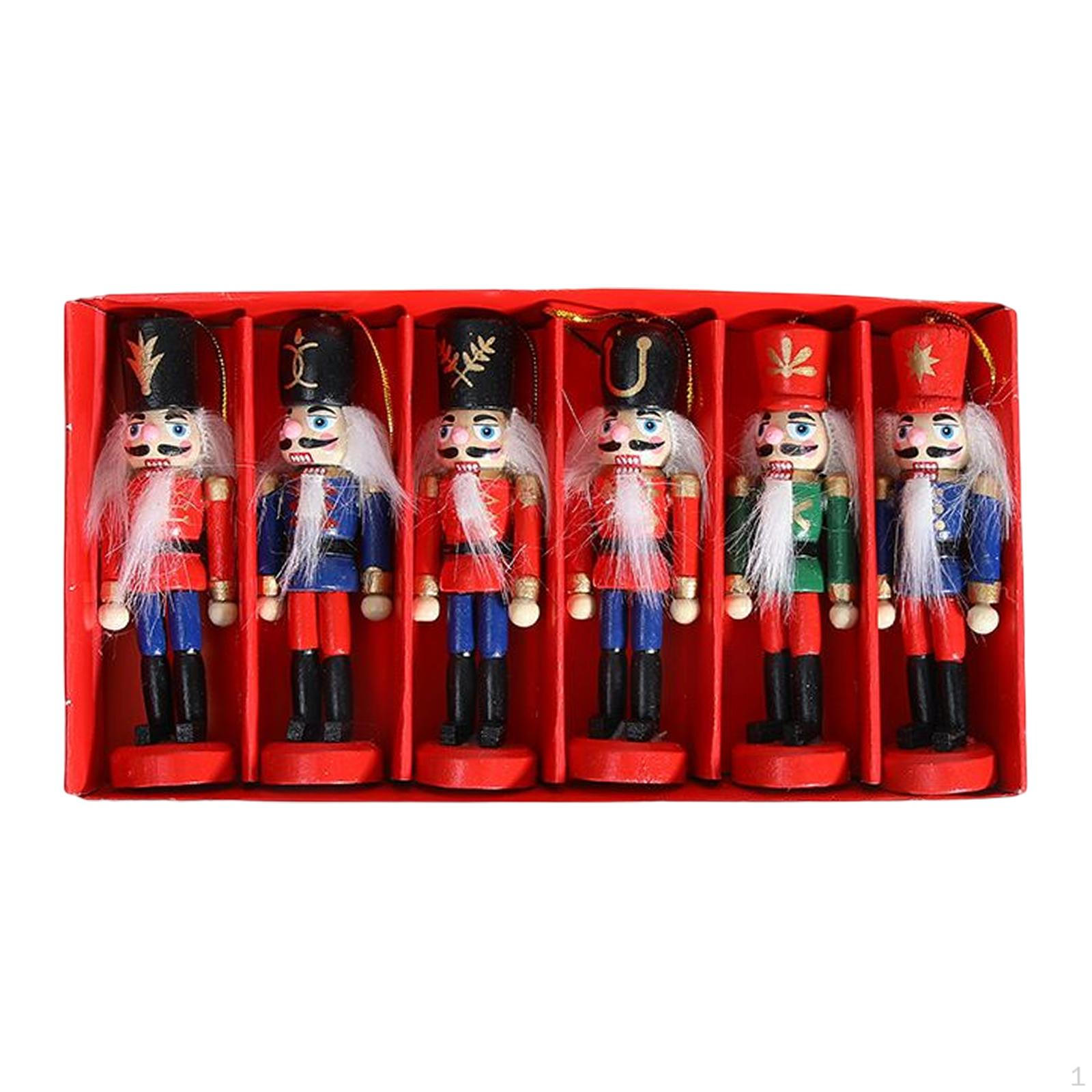 Christmas Nutcracker Ornaments Set Traditional Desktop Xmas Wood