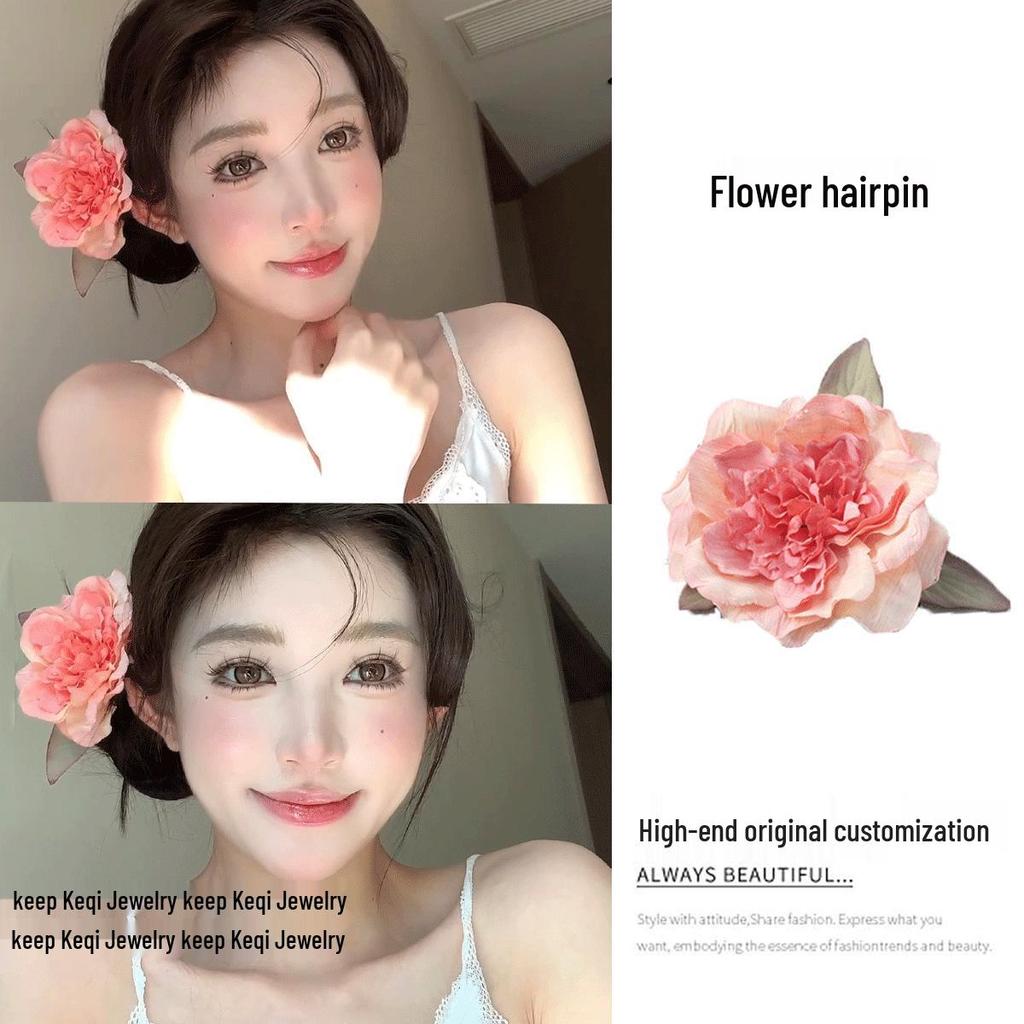 Yellow Frangipani Hibiscus Hair Clip - Tropical Beach Vacation Accessory