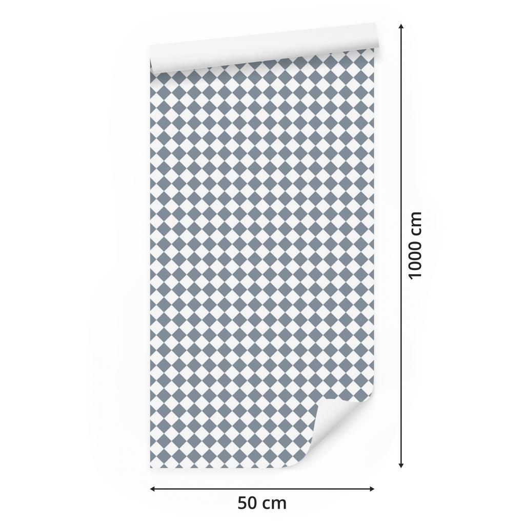 Geometric rhombus wallpaper light gray and blue 50x1000
