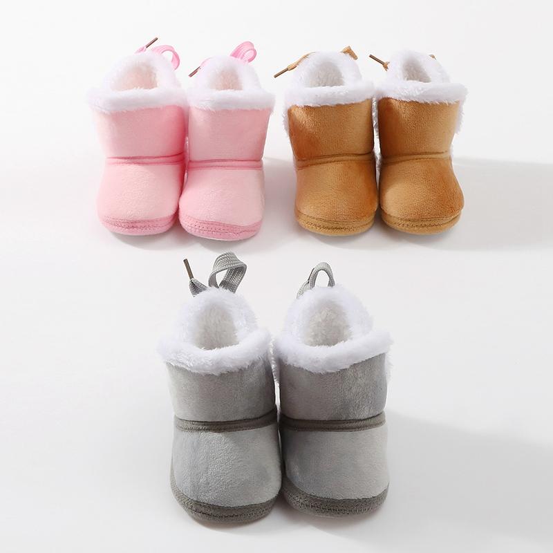 Infant Baby Kids Flat Warm Snow Boots Winter Plush Shoes