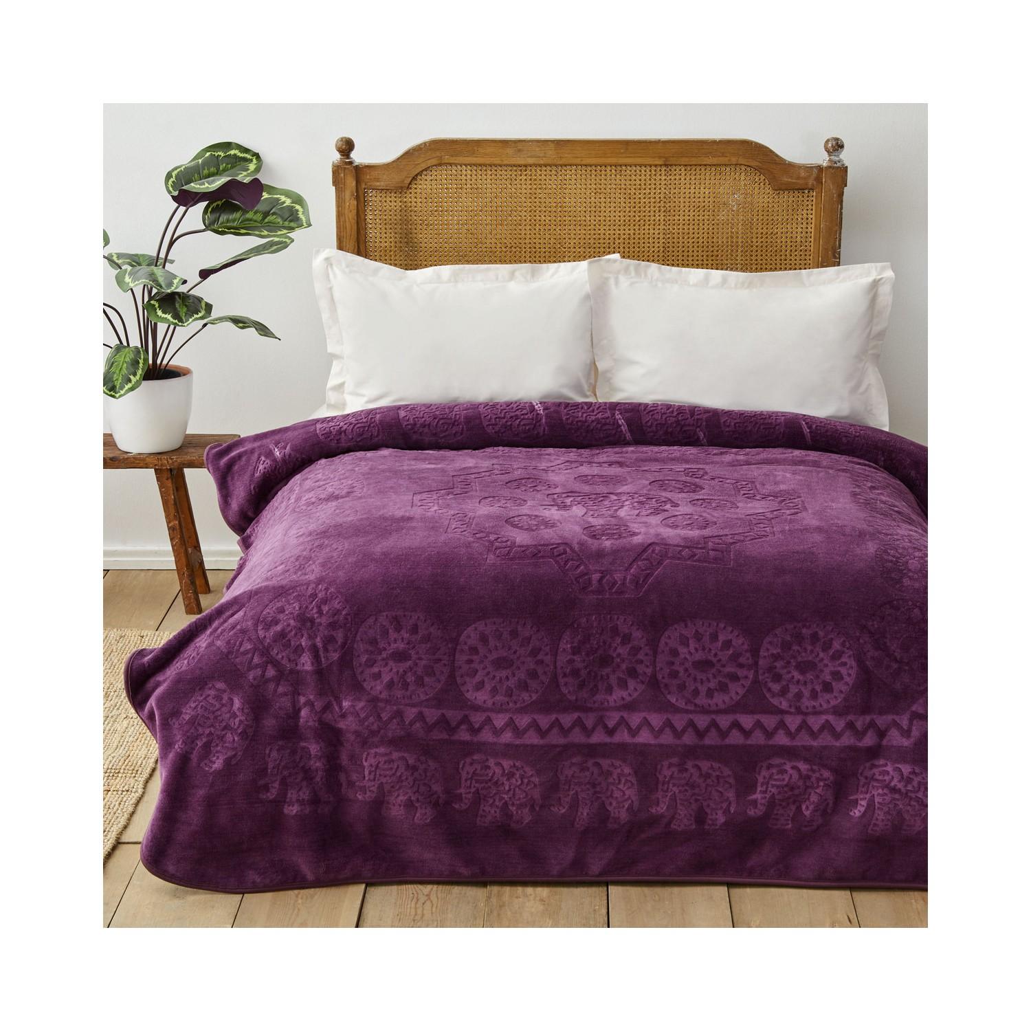 

Двойное мягкое одеяло с тиснением Elephant Plum