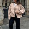 Winter 2025 European and American New White Woolen Cardigan Jacket Fan-shaped Buckle-free Cardigan Design Thickened Women's Coat