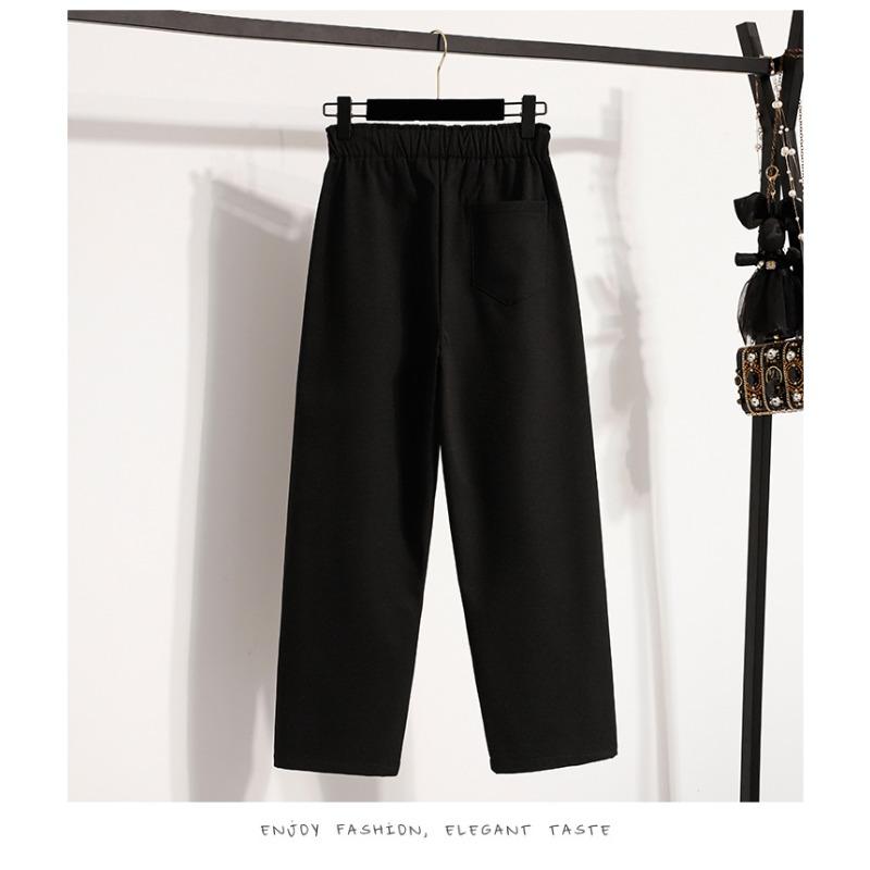 DIMANAF 2025 Autumn Winter Women Plus Size Pants Thick Casual Lady Long Pants Flocking Oversized Loose Bottoms