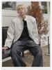 2024 Retro White Leather Motorcycle Jacket with Shoulder Pads - Unisex Street Style