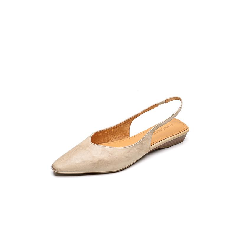 Fashion 2025 New Summer Women Mules Genuine Leather Women Shoes Pointed Toe Low Heel Cover Toe Modern Women Sandals Ladies Shoes