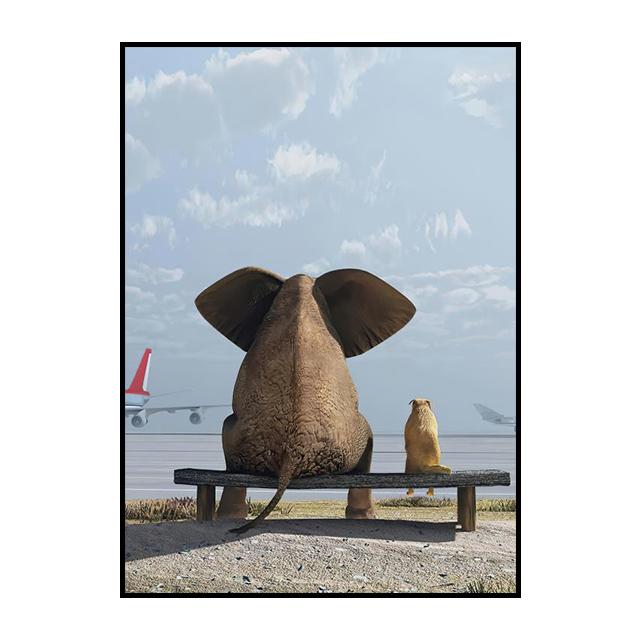 Słoń Balon Zwierzę Plakat Nordycki Styl Kreskówki Dekoracyjne Obrazy Ścienne Sztuka Wydruki Nowoczesny Dom Pokój Dekoracja Płótna Malarstwo Bez Ramy