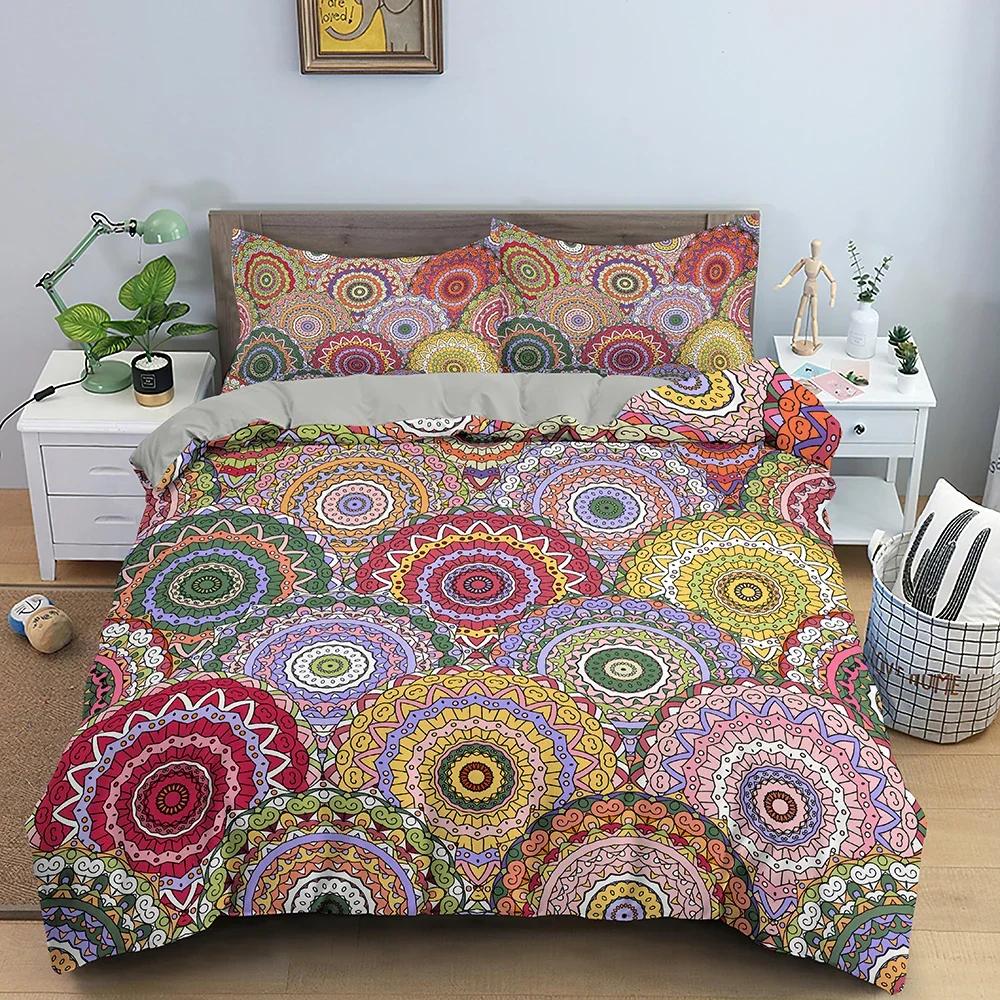 2/3Pcs Ethnic Mandala Bedding Set Bohemian Quilt Cover For Bedroom Luxury Duvet Cover Set King Queen Twin Size Bedclothes
