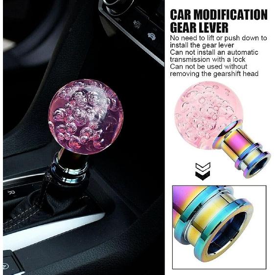 Aramox Universal Manual Gear Shift Knob, Crystal Bubble Acrylic Design with 3 Adapters, 8mm/10mm/12mm Thread Size