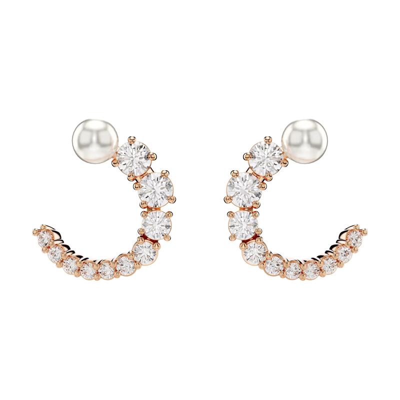 Swarovski Matrix Large Circle Crystal Pearl Synthetic Cubic Zirconia Earrings Women s Rose Gold 5692264