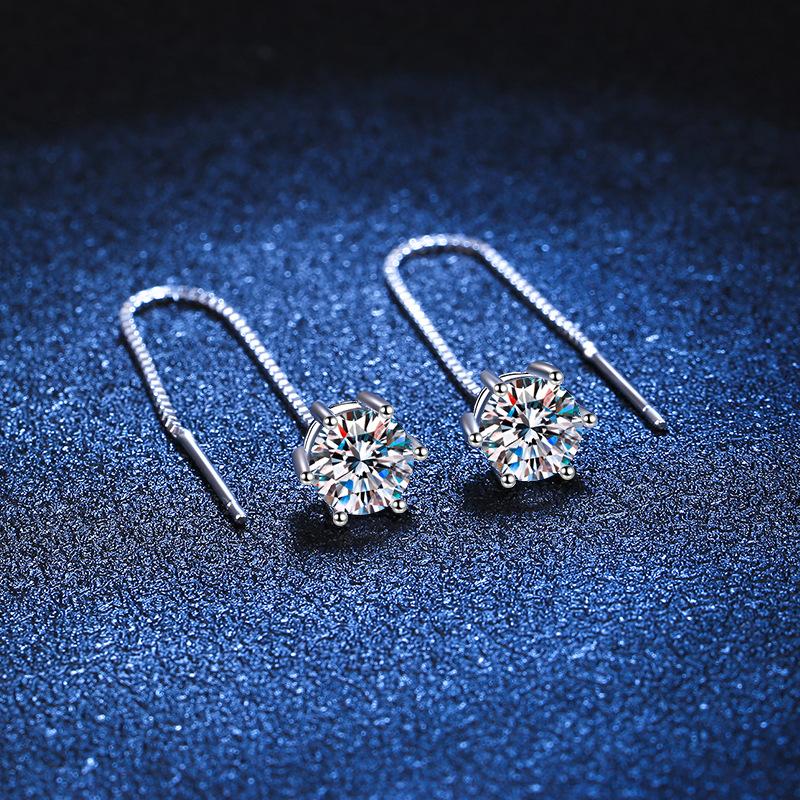 0.5-1ct Moissanite Earrings for Women Lab Grown Diamond Ear Studs 925 Silver Fine Jewelry Gift