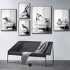 New Retro Art Bathroom Animal Canvas Painting Lovely Penguin Elephant Zebra Giraffe Bathroom Wall Art Poster Home Decoration Mural No Frame