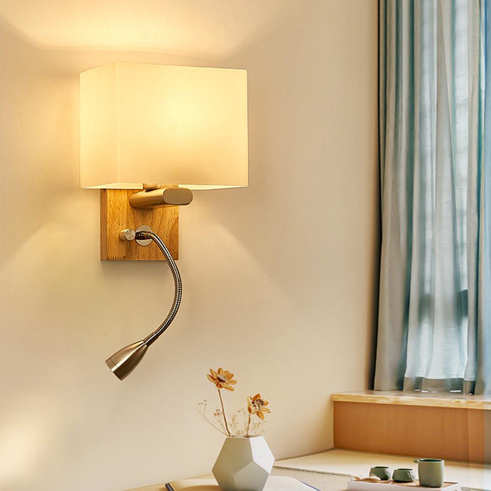 Wall Light LED Modern Wood Indoor Corridor Wall Mounted Sconce Without Bulb Chinese Style White