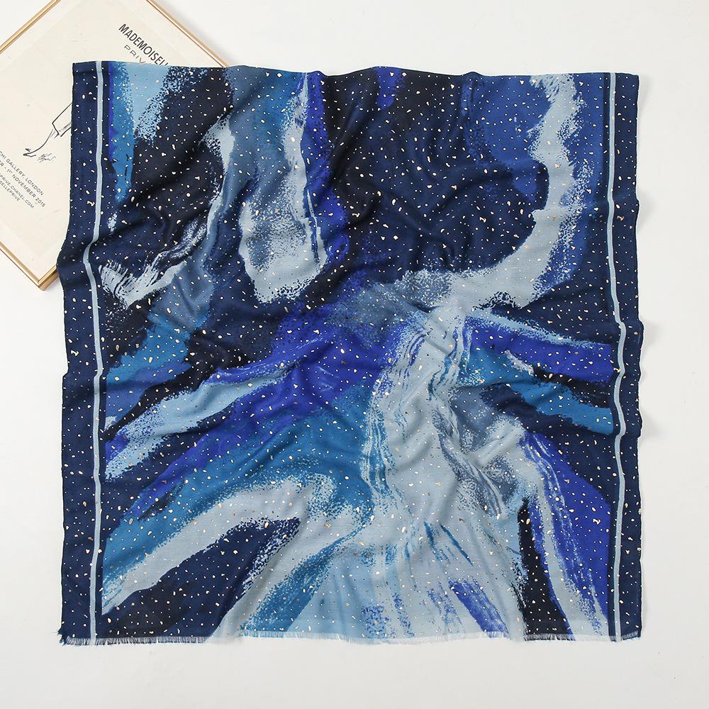Silver Glitter Geometric Fringe Viscose Shawl Scarf High Quality Print Soft Wrap Pashmina Stole Bufandas Muslim Hijab 180*90Cm