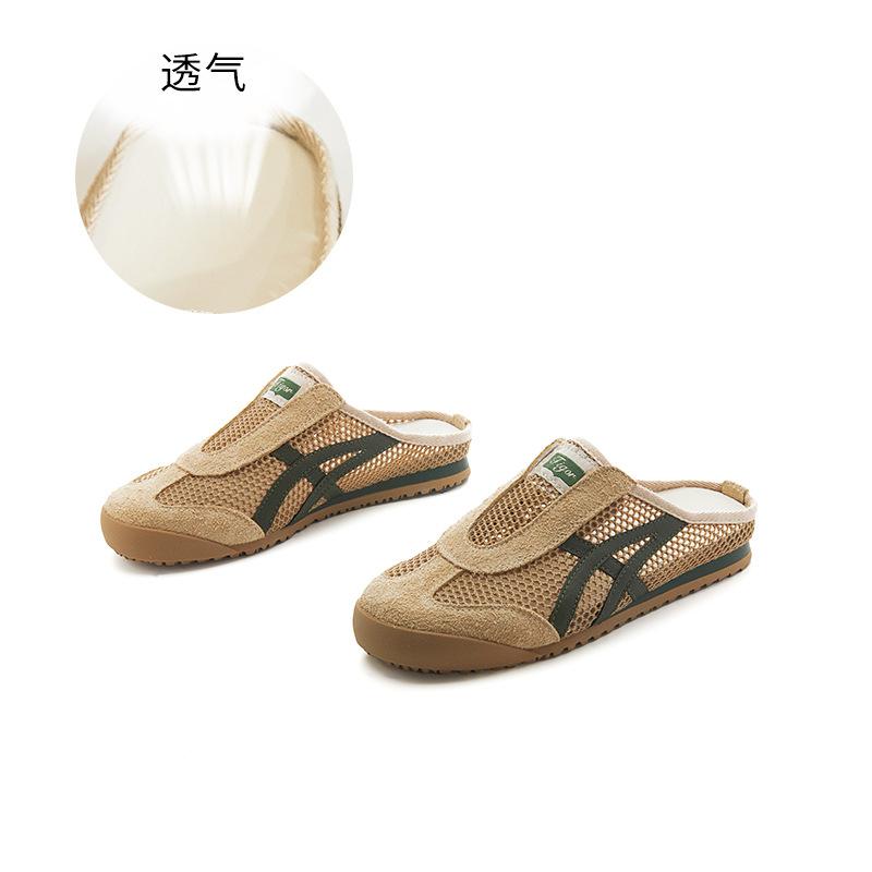 Leather Bag Head Slippers Women's 2025 Summer New Flat Bottom Breathable Sports Half Drag Women's Casual Versatile Retro Sandals